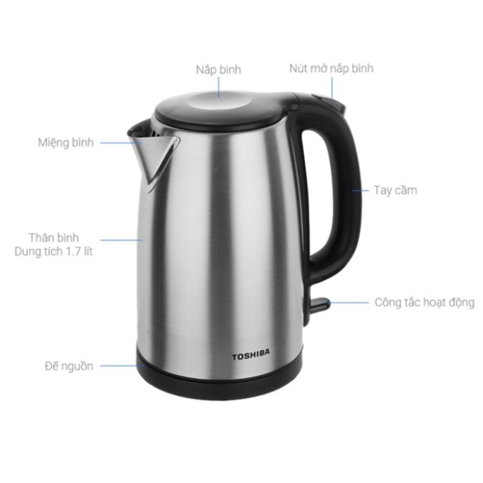 Ảnh Bình đun siêu tốc Toshiba KT-17SH2NV - 1.7L - Inox 304 - Hàng chính hãng, bảo hành 12 tháng, chất lượng Nhật Bản 2