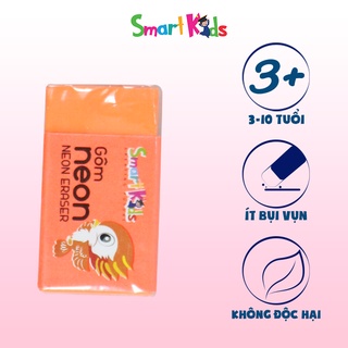 Gôm smartkids màu Neon (1 cái) Dành cho học sinh, sinh viên. Dễ dàng tẩy sạch chì. An toàn, không độc hại