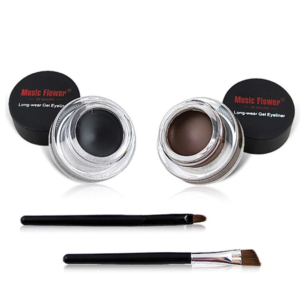 [Hàng mới về] Set 2 hủ kem kẻ mắt Music Flower chống thấm nước lâu trôi kèm cọ
