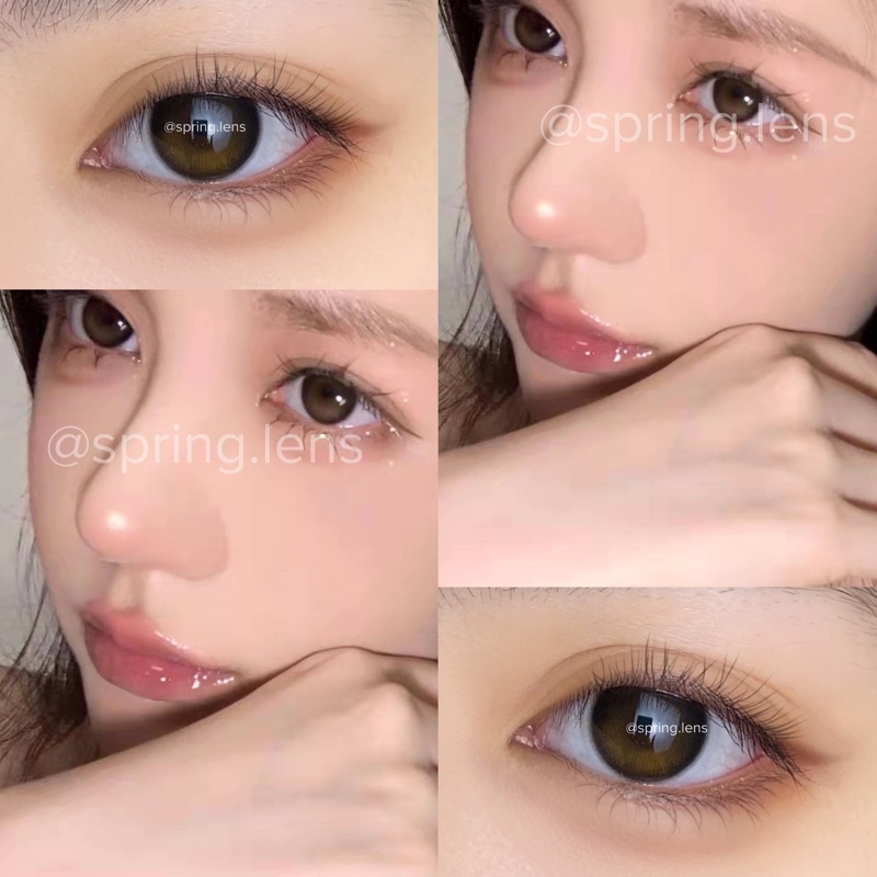 Kính áp tròng phủ bóng MER BROWN hot DOUYIN (Mercury) nâu hiệu ứng có giãn 1 tháng | Spring Lens