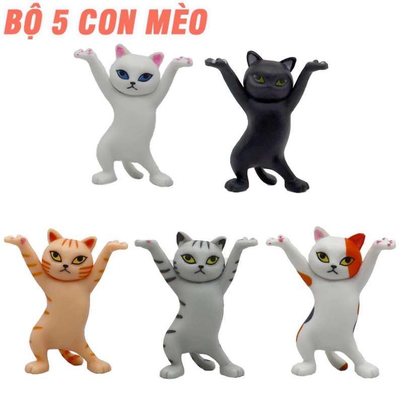 Bộ mô hình 5 con mèo mini bằng nhựa đồ chơi trẻ em dùng để trang trí để ...