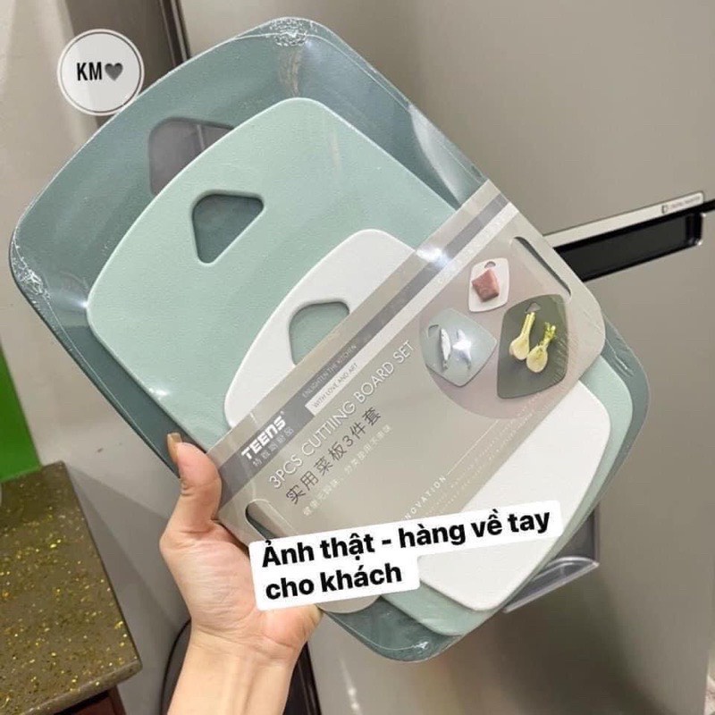 Bộ 3 thớt nhựa PP kháng khuẩn,dể lau chùi bộ 3 thớt nhựa lúa mạch,  dễ dàng vệ sinh
