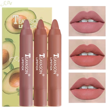Bộ 3 Bút Son Môi Nhung Matte / Tinh Tế Mịn Chống Thấm Nước Chống Dính Cốc Son Tint / Bút Chì Son Bóng Khỏa Thân Lâu Dài / Mỹ Phẩm Trang Điểm Môi JP4