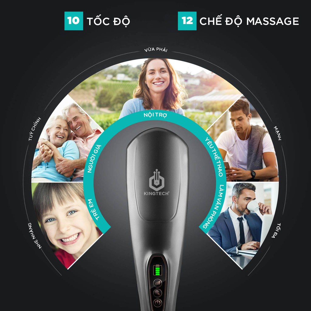 Ảnh Máy Massage Cầm Tay KINGTECH KT-1768 Mát Xa Toàn Thân - Chuyên Sâu Vai Cổ, Chân, Lưng, Tay, Giảm Đau Cứng Cơ 2