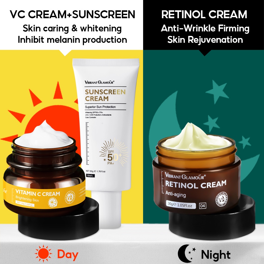 Ảnh Bộ Dưỡng trắng + Chống lão hóa + Chống nắng VIBRANT GLAMOUR Bảo vệ và Phục hồi da Sáng tối 3PCS 2
