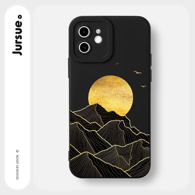 Ốp lưng JURSUE mềm chống bẩn hình độc lạ đen Cho iPhone 17 16 15 14 13 12 11 Pro Max SE 2020 X XR XS ip 8 7 Plus Y2336