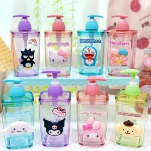 Bình Đựng Dầu Gội / Sữa Tắm Dạng Nhấn Trong Suốt Hình Hello Kitty 420ml