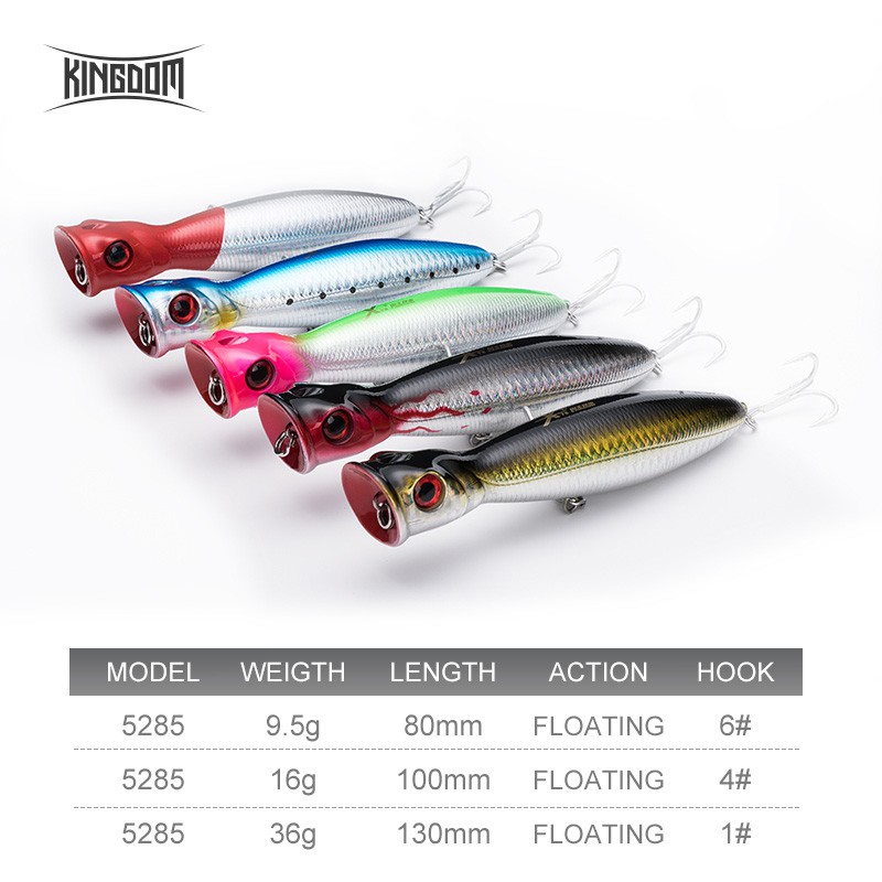 Ảnh Kingdom Mồi Câu Cá Nổi Popper 80mm / 9.5g 100mm / 16g 130mm / 36g Bass Mồi Chuột Lớn Có Lỗ Trên Đầu Mồi Câu Cá Topwater Model 5285 1