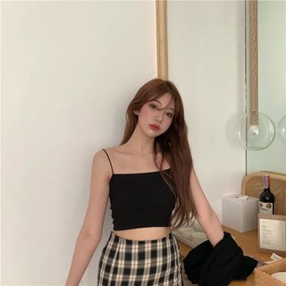 Áo croptop 2 dây bún thun gân đẹp 100% cotton 2 màu đen trắng cực xinh