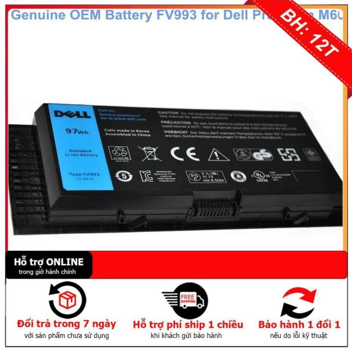 [Pin zin 97wh]Pin laptop Dell Precision M4800 M4700 M4600 Pin Zin BẢO HÀNH ĐỔI MỚI