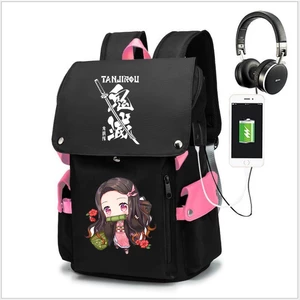 YT2 Demon Slayer Kamado Tanjirou Ba lô chống trộm Schoolbag Sinh viên Oxford vải chống mài mòn túi nam TY2