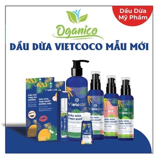 Dầu dừa Vietcoco dưỡng tóc dưỡng môi dưỡng dài mi nguyên chất ép lạnh hữu cơ vòi nhấn 250ml OGANICO