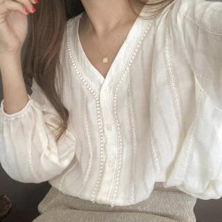 Áo Croptop Tay Dài Cổ Chữ v Ôm Eo Thời Trang Hàn Quốc Cho Nữ