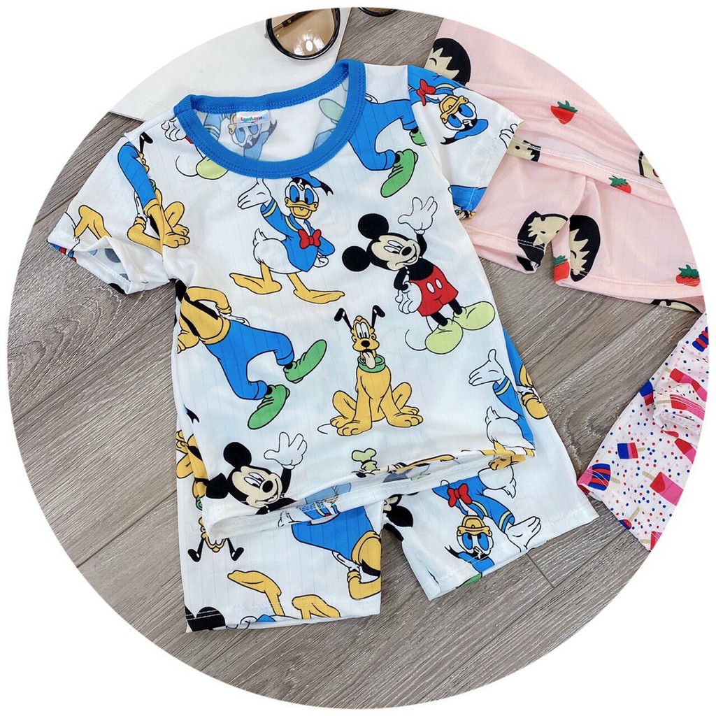 Bộ Cotton Thun Lạnh Siêu Mát Nhiều Hoạ Tiết Cute Cho Bé Trai Bé Gái 8-20kg