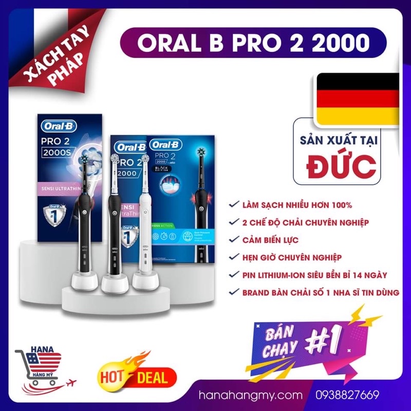 Bàn Chải Điện ORAL B PRO2 2000 Made In Germany | Shopee Việt Nam