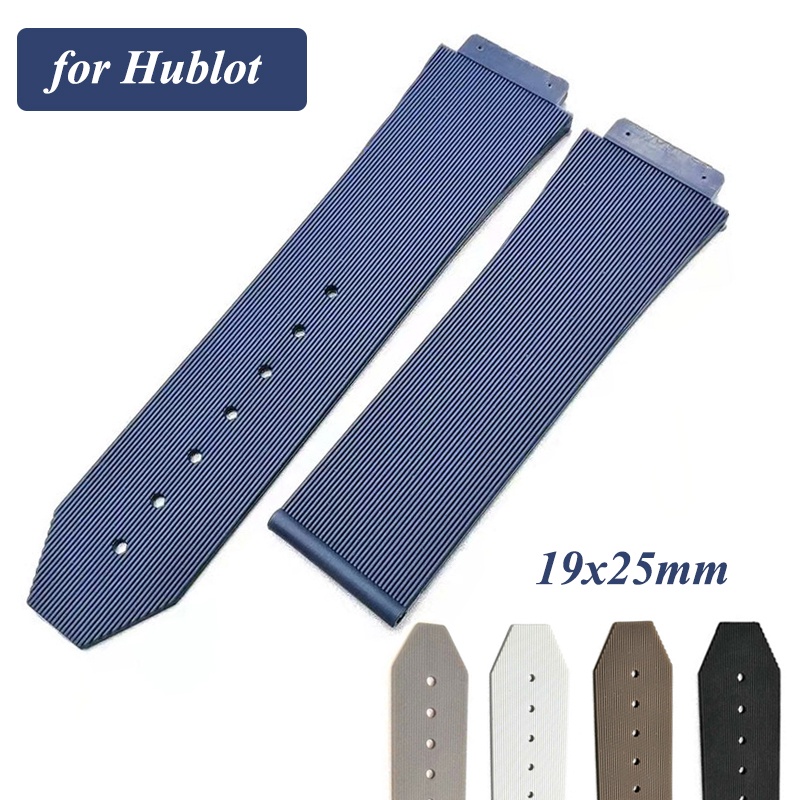 Dây Đeo Đồng Hồ Bằng Silicone Cao Su Kẻ Sọc Dọc 19x25mm Cho Hublot Fusion Series
