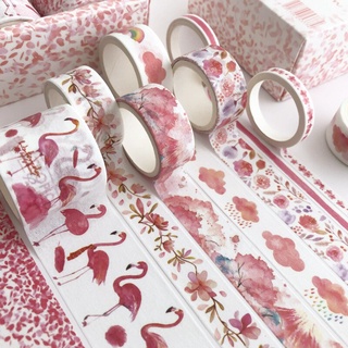 Set 8 cuộn băng keo giấy washi trang trí đồ thủ công