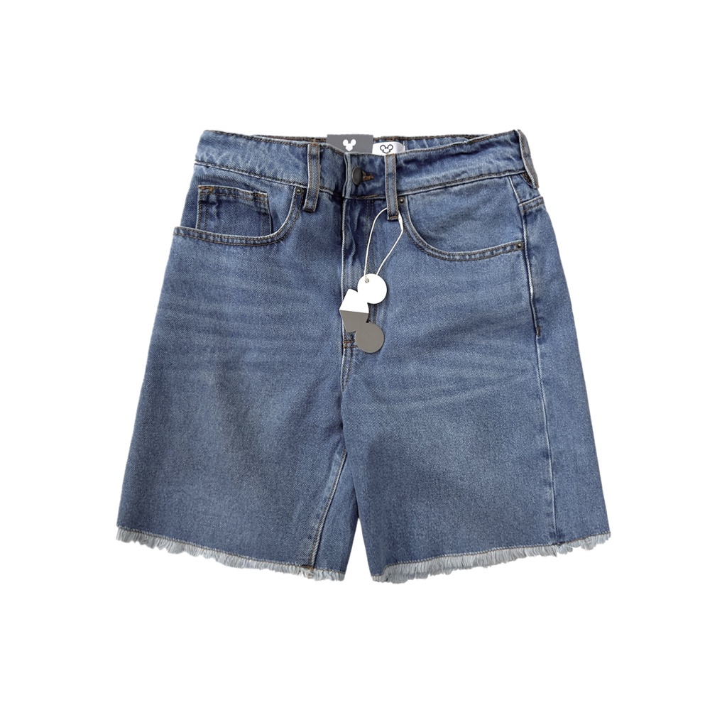 JEAN SHORTS LOGO rách gấu blue - quần short jean ống rộng CHUỘT TRẮNG ...