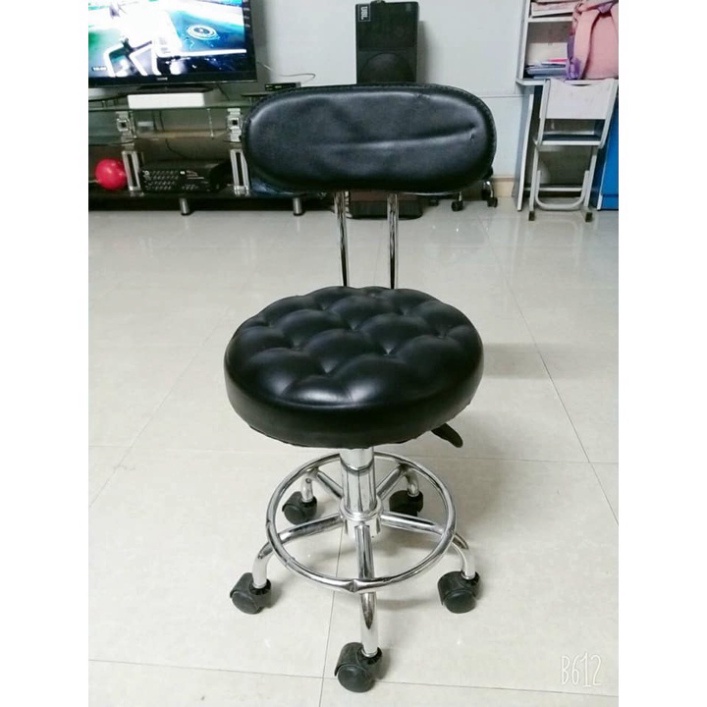 Ghế tròn xoay spa nệm da cao cấp có bánh xe – Ghế kỹ thuật viên salon, nail, spa điều chỉnh độ cao