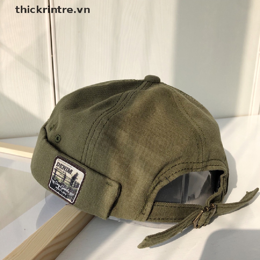 [Mới] Fold Skullcap Retro Nam Thủy Thủ Nữ Cuộn Ấm Còng Xô Mũ Không Vành