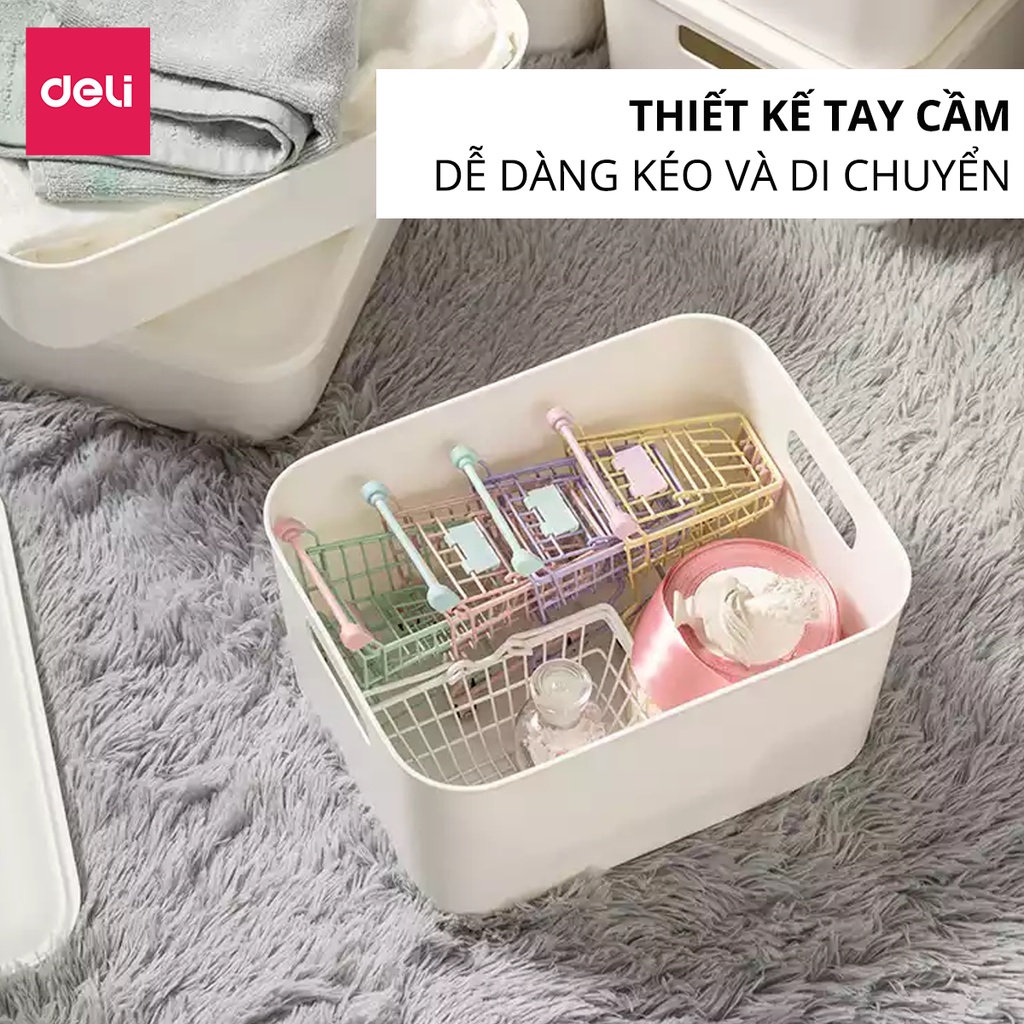 Hộp Đựng Đồ Có Nắp Deli Cỡ Siêu Lớn Có Tay Cầm Đa Năng Nắp Đậy Chống Bụi, Hộp Đựng Quần Áo, Đồ Chơi