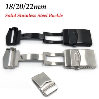 Khóa Gài Bằng Thép Không Gỉ 316L Màu Đen/Bạc 18Mm 20mm 22mm Dành Cho Đồng Hồ