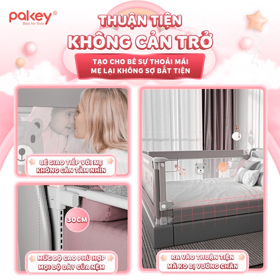 Thanh Chắn Giường Nhật Bản PAKEY NS1 NEW Nâng Hạ 1 Bên Cao 103cm và PAKEY KHỦNG LONG ( 1 THANH CHẮN 1 MẶT )