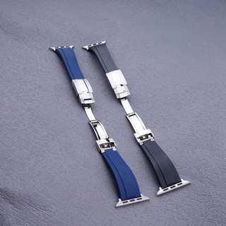 Dành Cho Đồng Hồ Iwatch Đen Xanh Dây Cao Su Silicon Dây Đeo Rolex Thể Thao Bằng Thép Không Gỉ S7 SE S6 Khóa 38 / 40 / 42 / 44 / 45MM