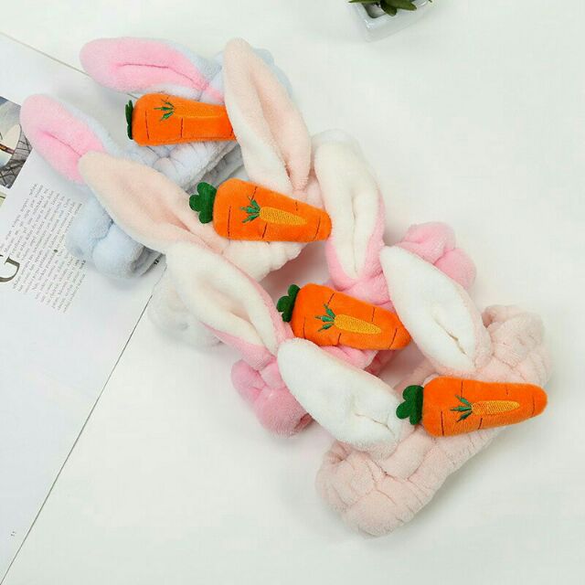Băng đô giữ tóc rửa mặt tẩy trang tai thỏ cho bạn gái