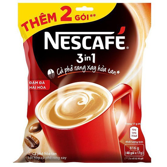 Túi 48 gói x 17g NESCAFE 3in1 Cà phê Rang xay Đậm Đà Hài Hòa | Shopee ...