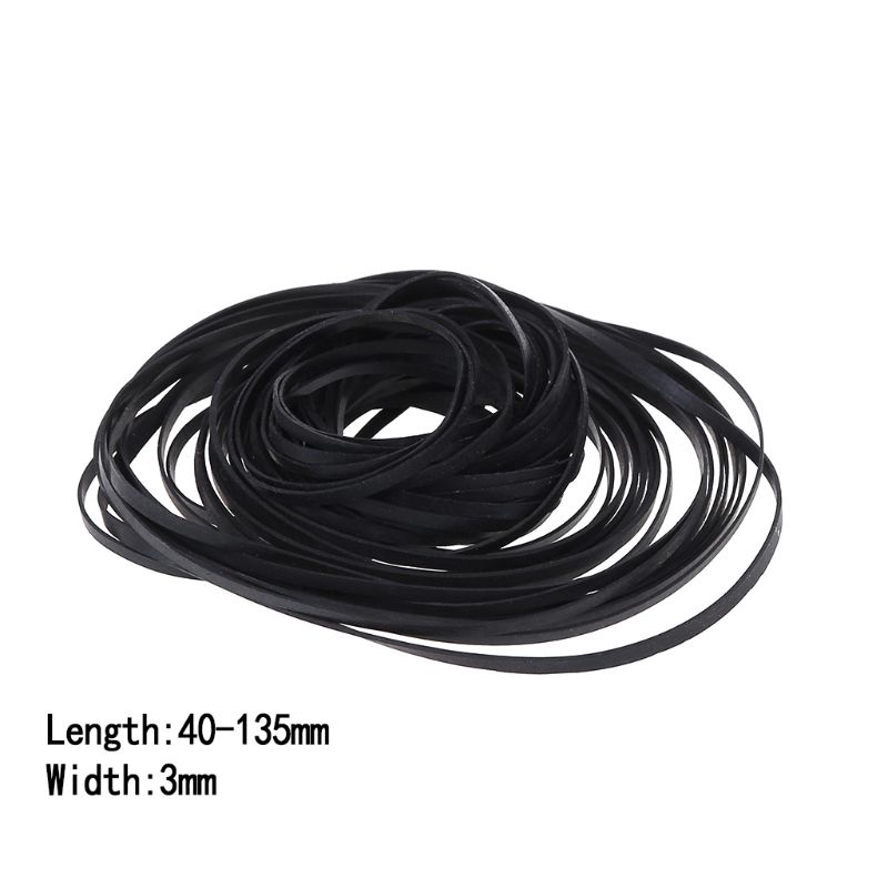 50PCS 40-135MM Universal Mix Cassette Tape Machine Belts Assorted Common Flat Ru