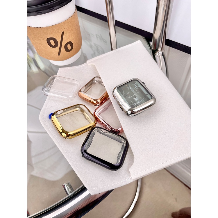 Nam Nữ Nửa Gói Mạ Điện Vỏ Mềm Chống Sốc Chống Trầy Xước Vỏ Đồng Hồ Thích Hợp Cho Apple Watch S11 SE3 S10 S9 S8 SE S7 S6 S5 46mm 42mm 45mm 44mm 41mm 40mm Vỏ Đồng Hồ Iwatch