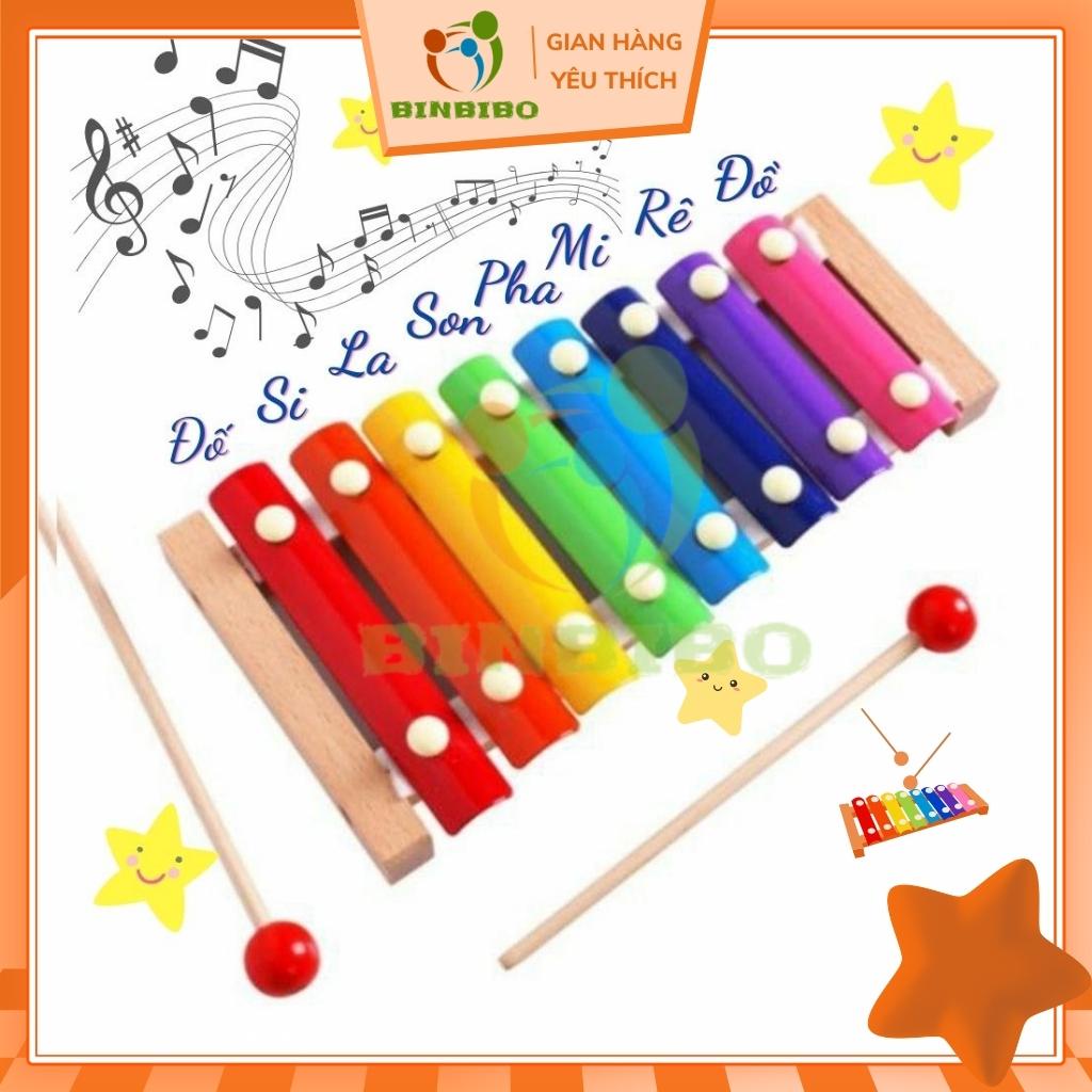 Đồ chơi Đàn Piano Xylophone gỗ 8 thanh quãng - Đồ chơi âm nhạc cho bé Binbibo