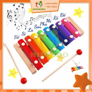 Đồ chơi Đàn Piano Xylophone gỗ 8 thanh quãng - Đồ chơi âm nhạc cho bé Binbibo