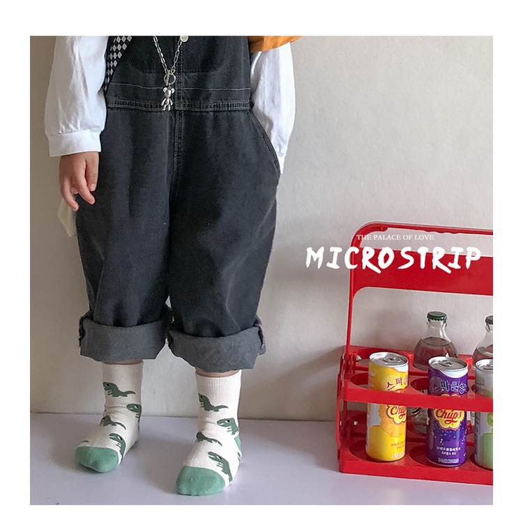 Set 5 đôi tất hình khủng long 💚CAM KẾT CHUẨN💚TẤT TRẺ EM Vớ coton cổ cao kẻ sọc ngang màu xanh lá cho bé 1-8 tuổi(   HÓT)