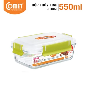 Hộp đựng thực phẩm thuỷ tinh 550ml Comet CH1858 (Hộp chữ nhật)