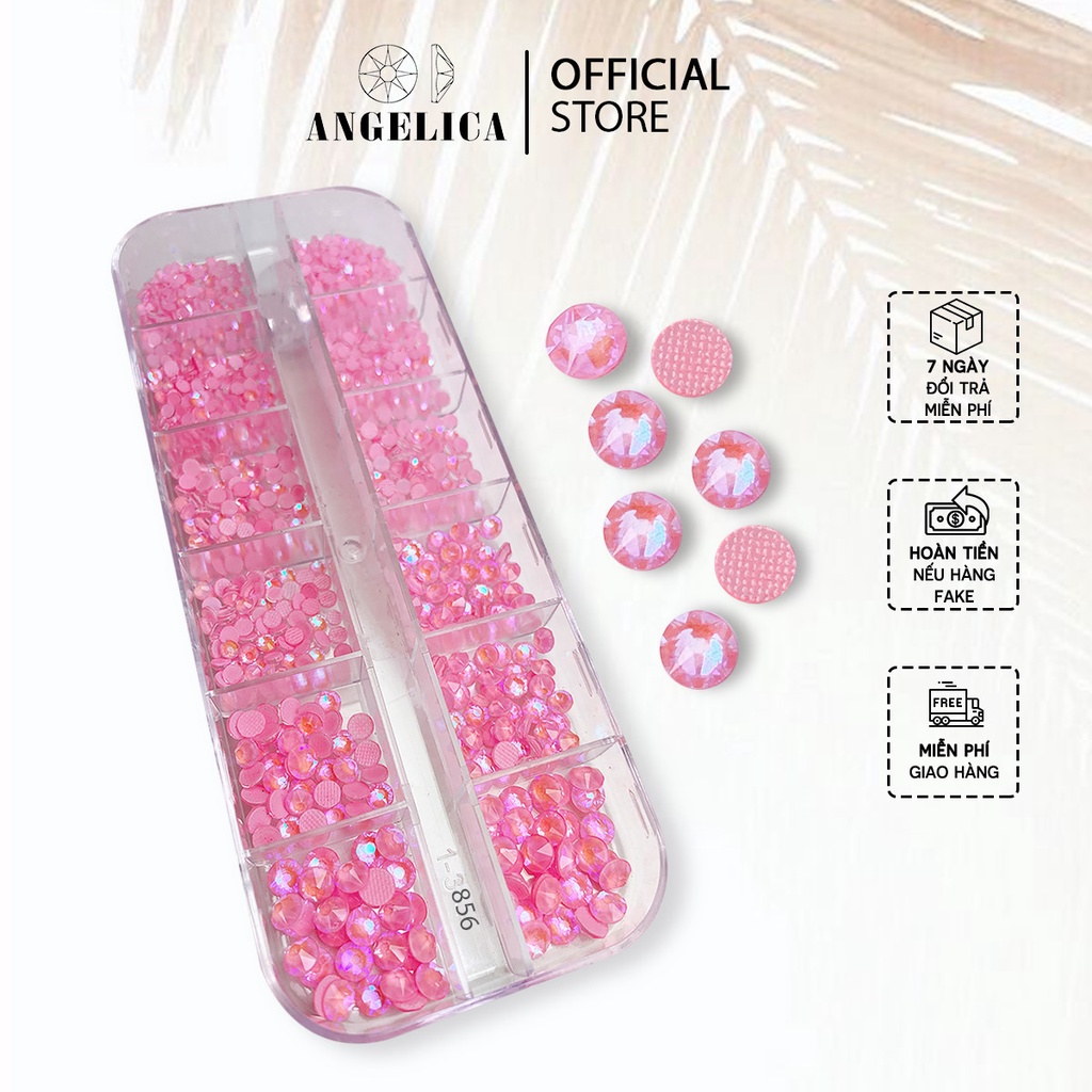 Đá Nail Chân Lưới 16 Khía Padparadscha Ab Đính Trang Trí Móng ANGELICA 856
