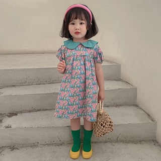 Váy bé gái tay phồng cổ sen Váy búp bê cho bé gái phong cách Hàn D761
