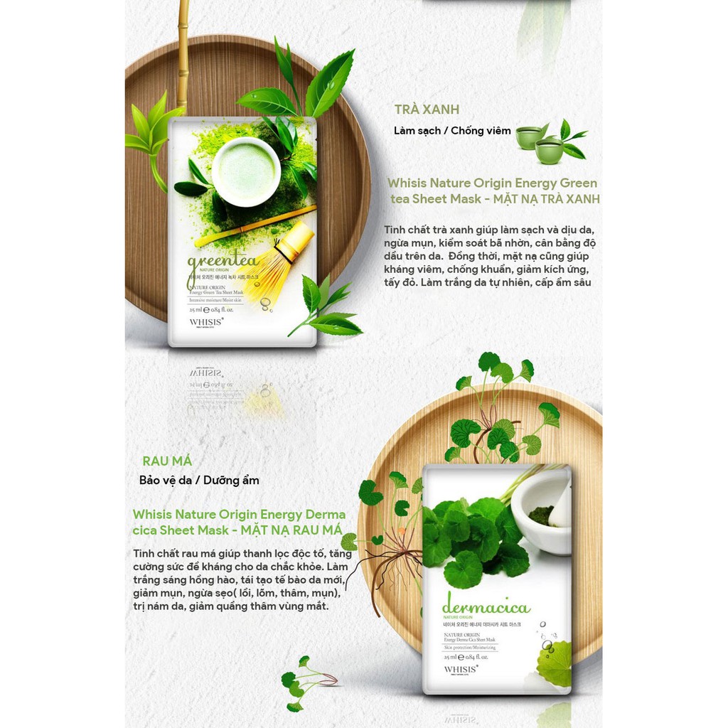 Ảnh Mặt Nạ Giấy Hàn Quốc WHISIS Chiết Xuất Thiên Nhiên Giúp Dưỡng Da, Cải Thiện Làn Da 25ml 2