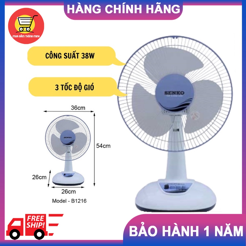 Quạt bàn SENKO B1216 công suất 40W chạy êm, bền bỉ - Hàng Chính Hãng ...