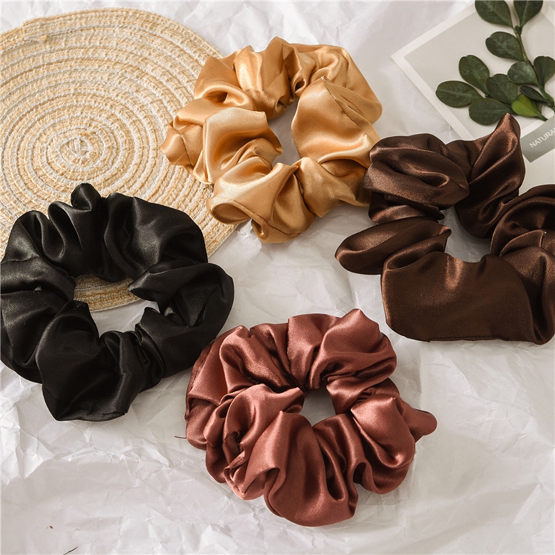 Dây thun cột tóc đuôi ngựa bằng lụa satin màu trơn