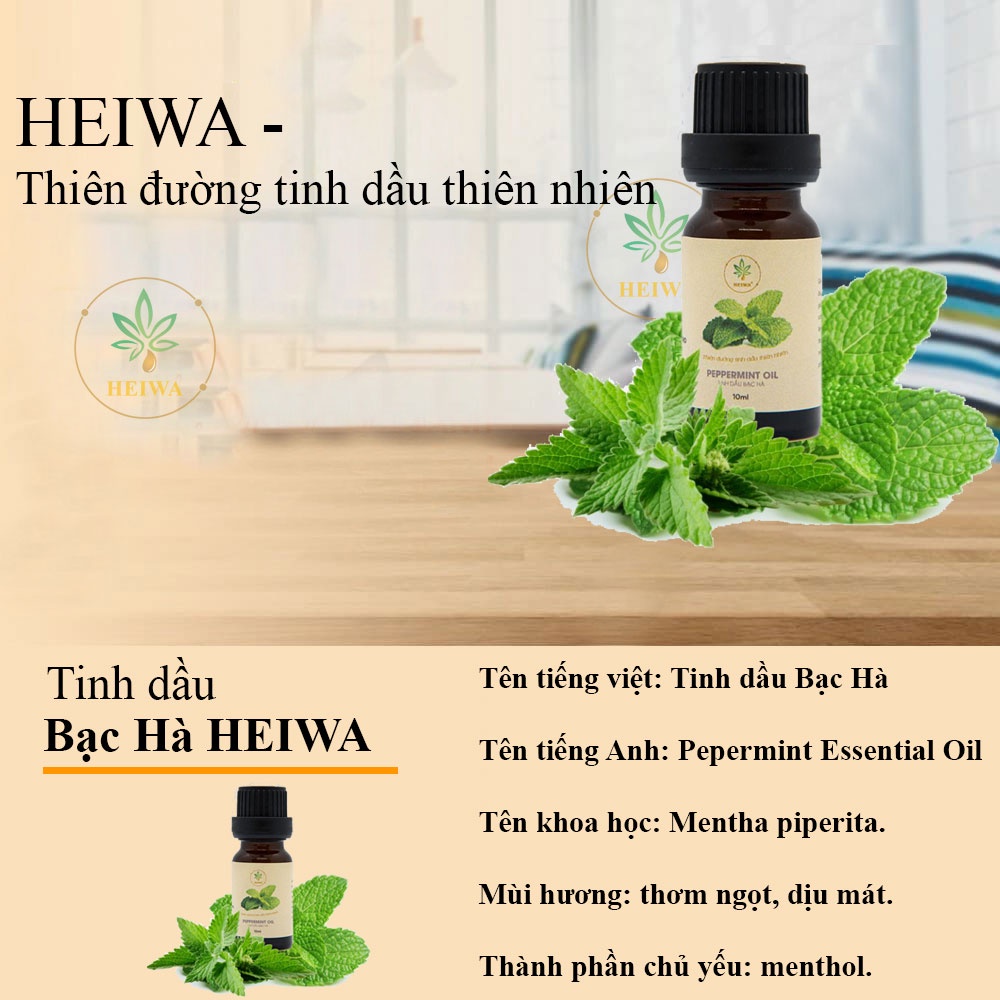 Mô tả Tinh dầu Bạc hà HEIWA nhập khẩu Ấn Độ có giấy kiểm định, dung tích 10ml - 1