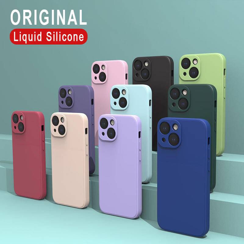 Mỏng Mềm Kẹo Bao Ốp Lưng Điện Thoại iPhone 12 13 Pro Max Mini iPhone12 iPhone13 Sang Trọng Nguyên Bản Vuông Lỏng Silicon