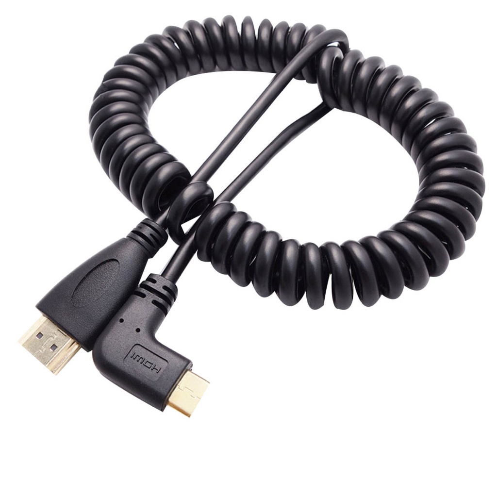 Cáp Lò Xo Chuyển Đổi Góc Phải 90 Độ Mini HDMI Sang HDMI Male, Đối Với SLR PC