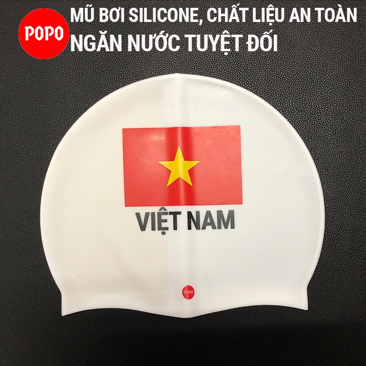 Mũ bơi người lớn silicone in Cờ Việt Nam chống nước tuyệt đối khi thi đấu CA40 chính hãng SPORTY