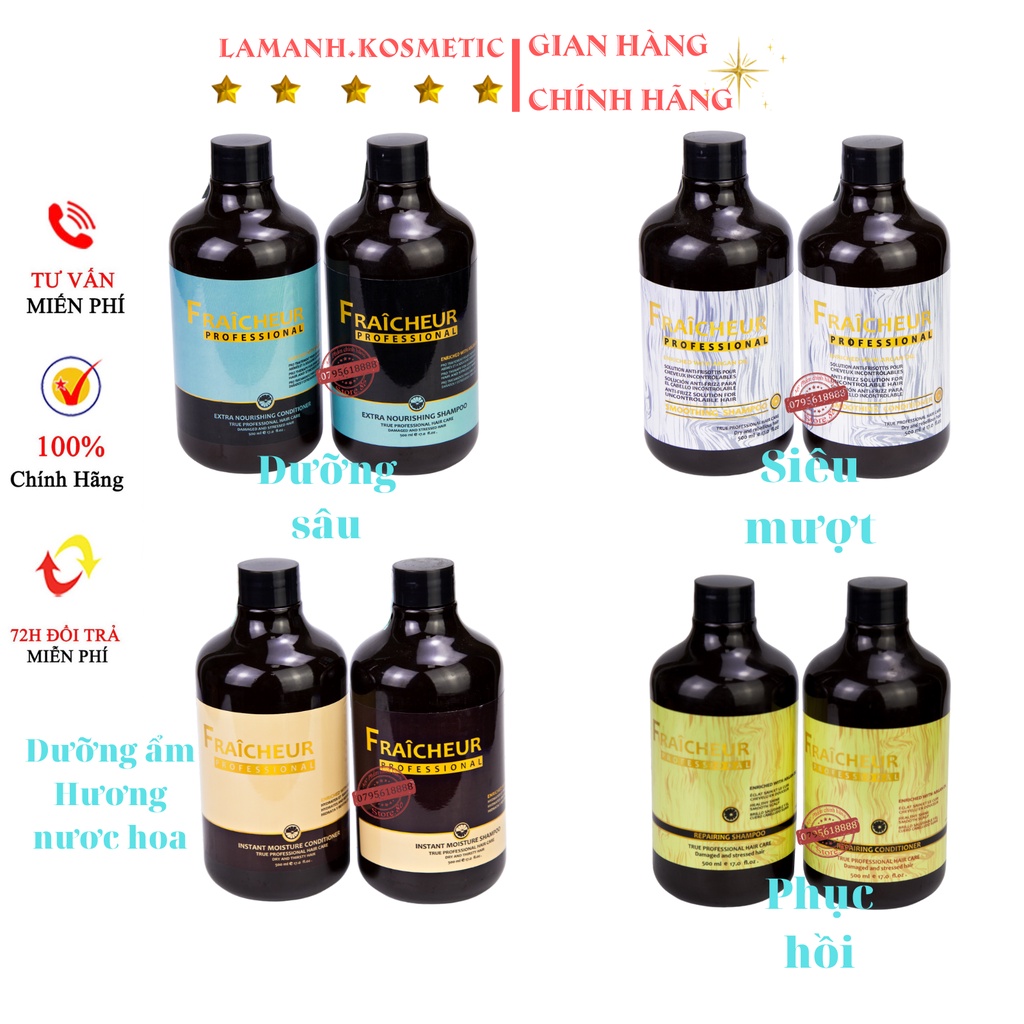 Cặp Dầu Gội Xả Fraicheur 500ml/800ml | Dưỡng Tóc Mềm Mượt, Hỗ Trợ Phục Hồi Tóc Khô Xơ.