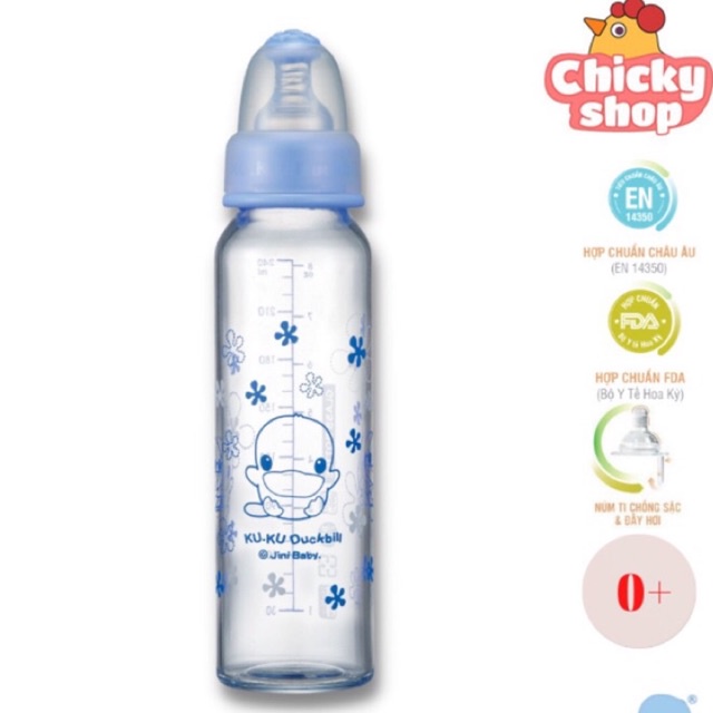 Ảnh Bình sữa thuỷ tinh 240ml KUKU KU5847 cho bé từ 0 tháng 2