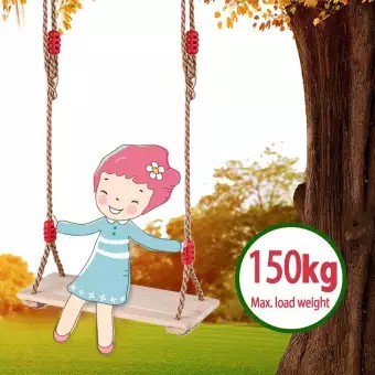 Ghế Xích Đu Bằng Gỗ 150Kg, Ghế Có Thể Điều Chỉnh Dây Cho Trẻ Em Người Lớn Trò Chơi Ngoài Trời