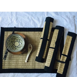 Chiếu Trải Bàn Ăn, Decor Tiện Dụng kích thước 33 * 47 cm có thể gấp gọn Làm Từ Cói được may viền Phong cách Vintage