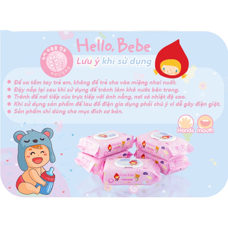 Khăn Giấy Ướt Lock&Lock Hello Bebe HBB812 20 tờ HBB809 80 tờ [15x20CM]